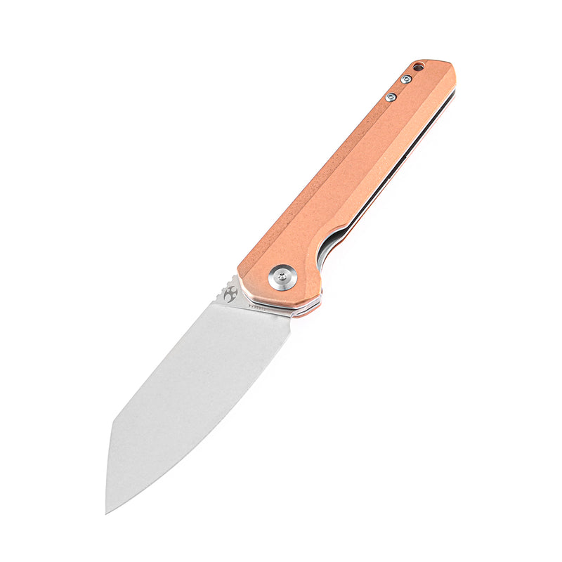 KANSEPT Bulldozer Front Flipper Red Copper Handle ( 3.56" CPM-S35VN )with Kim Ning Design-K1028B1