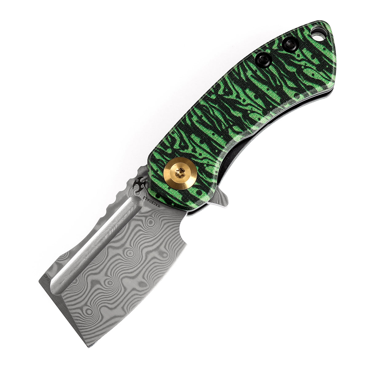 KANSEPT Mini Korvid Flipper Knife Jade G10 with Watermelon Peel