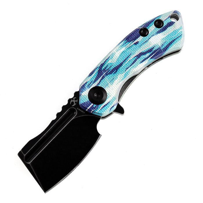 KANSEPT Mini Korvid  Flipper Knife Jade G10 with Icicle Camo Handle (1.45'' 154CM Blade) Koch Tools Design-T3030C2