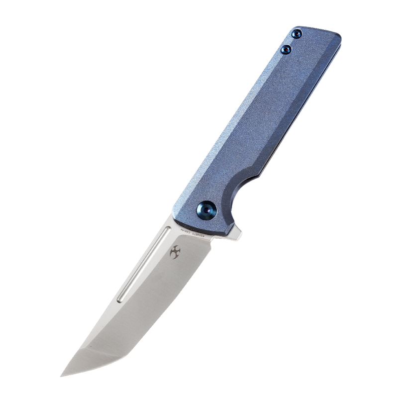 KANSEPT Anomaly Flipper Knife Blue Orange Peel Finish Titanium Handle (3.14''CPM-S35VN Blade) Dirk Pinkerton-K2038T3