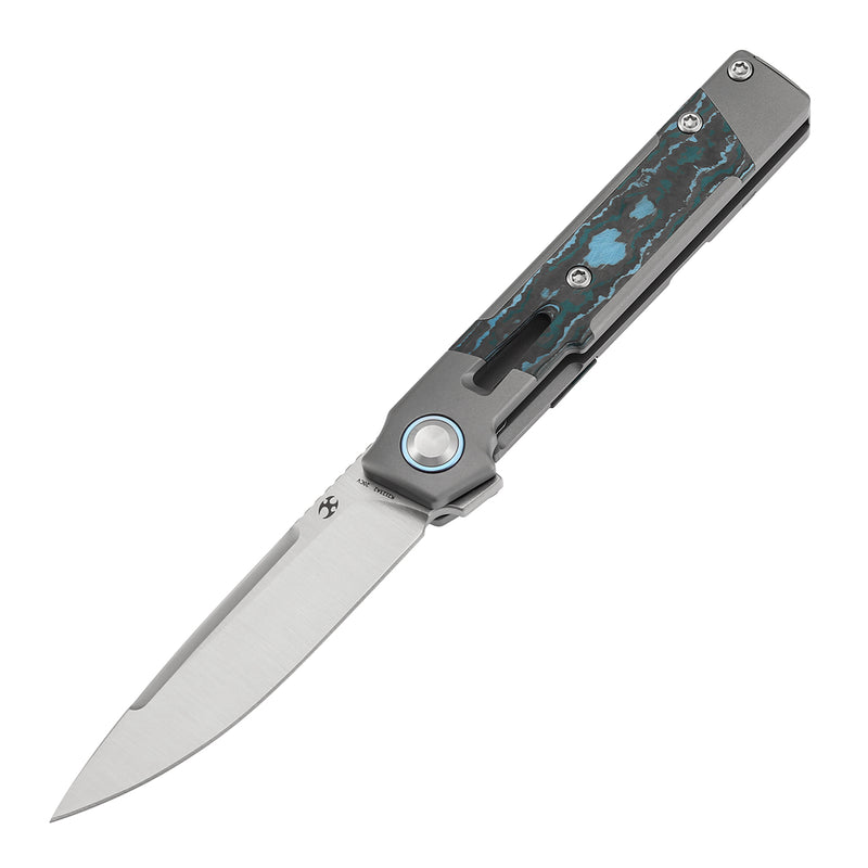 KANSEPT Kitpu Flipper Stonewashed Titanium with Artic Storm Fatcarbon (2.9" Satin CPM 20CV) Jonathan Styles Design- K2123A2