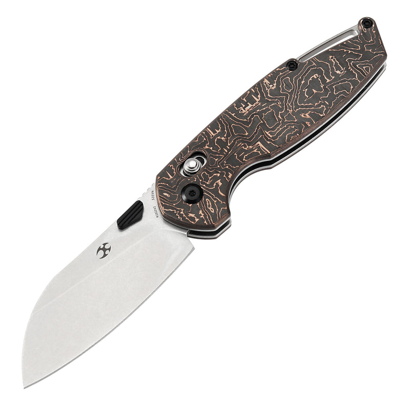 KANSEPT Model 6 Crossbar Lock Knife Copper Carbon Fiber Handle (3.1'' CPM S35VN Blade) Nick Swan Knives Design -K1022V2