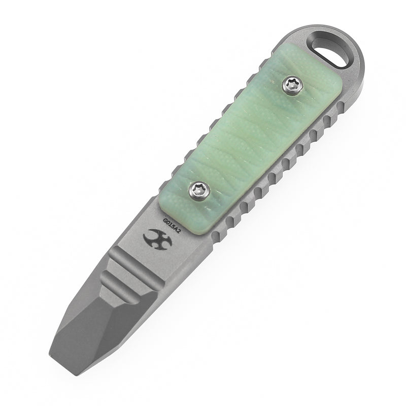 Kansept EDC Kursor Plain Titanium+Jade G10 with Tsukamaki-Inspired Pattern Designed by Koch Tools-G015A2