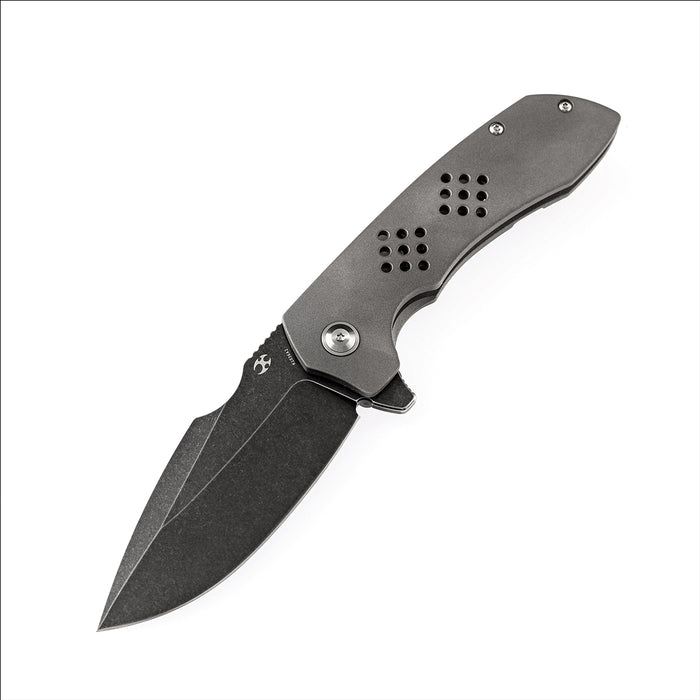 Entity K1036A2 Black TiCn Coated and Stonewashed  CPM-S35VN Blade Silicon Carbided Titanium Handle with Nalu Knives design