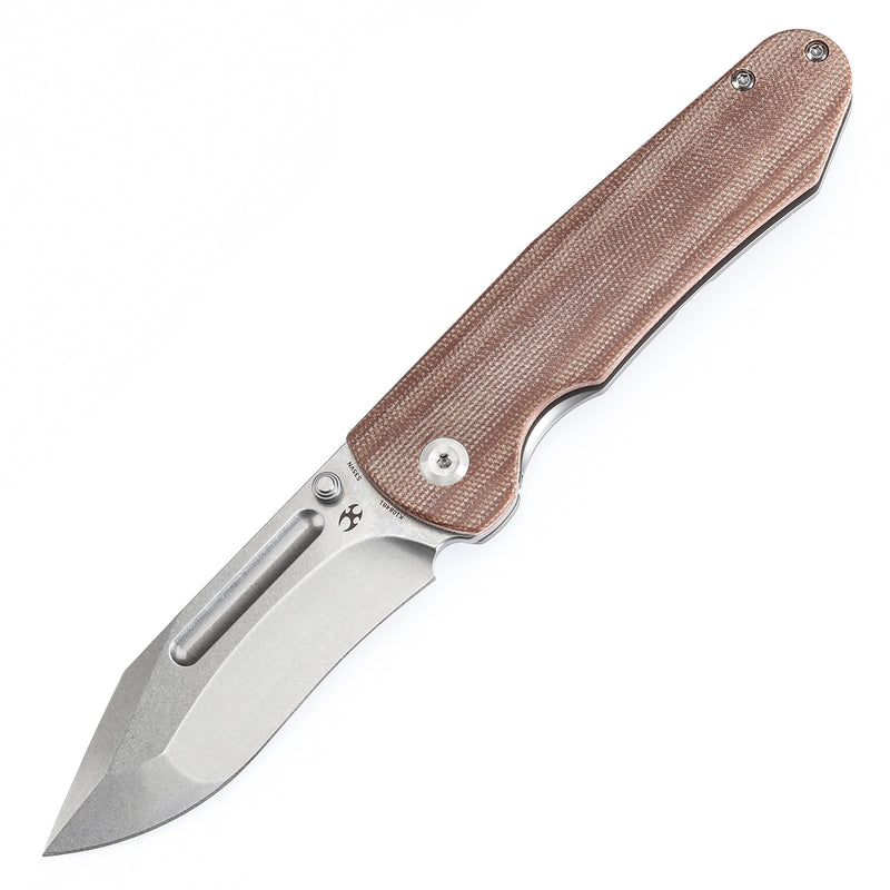 KANSEPT Superhawk Thumb Stub Knife Titanium & Brown Micarta Handle(3.89''CPM S35VN Blade) Warhawk Knives Design-K1084B1