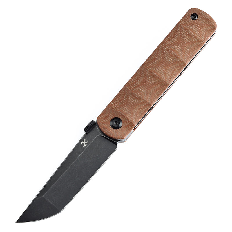 KANSEPT BTF Thumb Disc Knife Brown Micarta Handle (3.24'' CPM S35VN Blade)Rolf Helbig-K1064A5