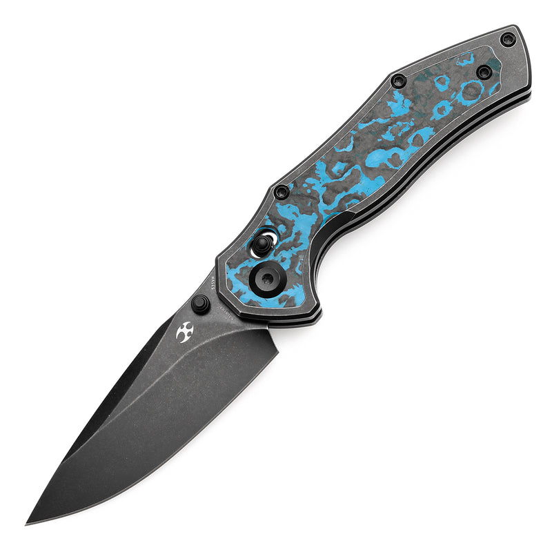 KANSEPT Apollo Cross Bar Lock Blackwash Titanium with Arctic Storm Fatcarbon Handle (3.11“ CPM S35VN Blade) with War Blades Design-K2107V2