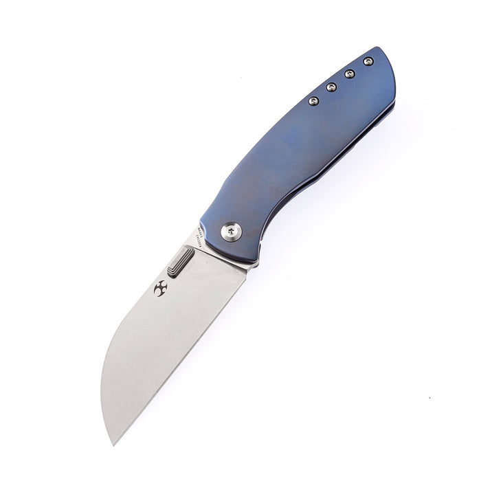 KANSEPT Convict Thumb Studs Knife Blue Titanium Handle(3.3'' CPM-S35VN Blade)Sheepdog Knives Design-K1023A3