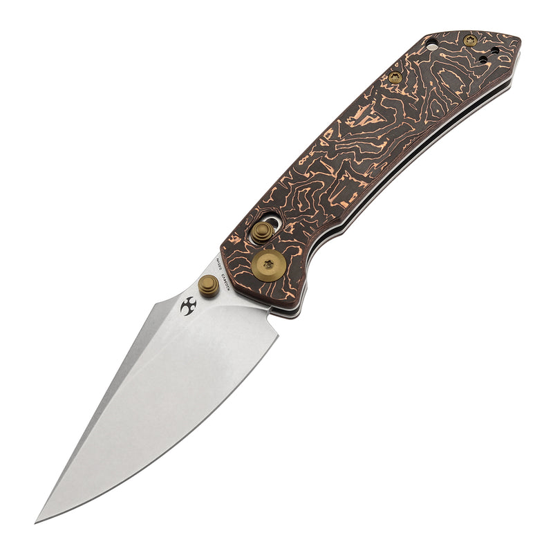 KANSEPT Fenrir Crossbar Lock Knife Copper Carbon Fiber Handle (3.48'' CPM S35VN Blade) Greg Schob Design - K1034V3