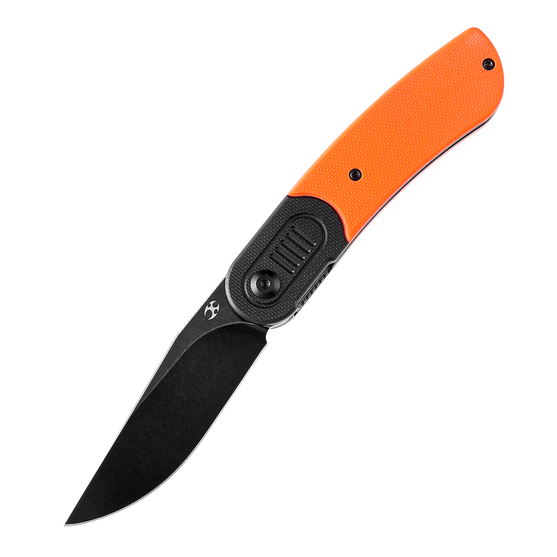 Reverie T2025B3 Black Stonewashed 154CM Blade Black and Orange G10 Handle Design by Justin Lundquist