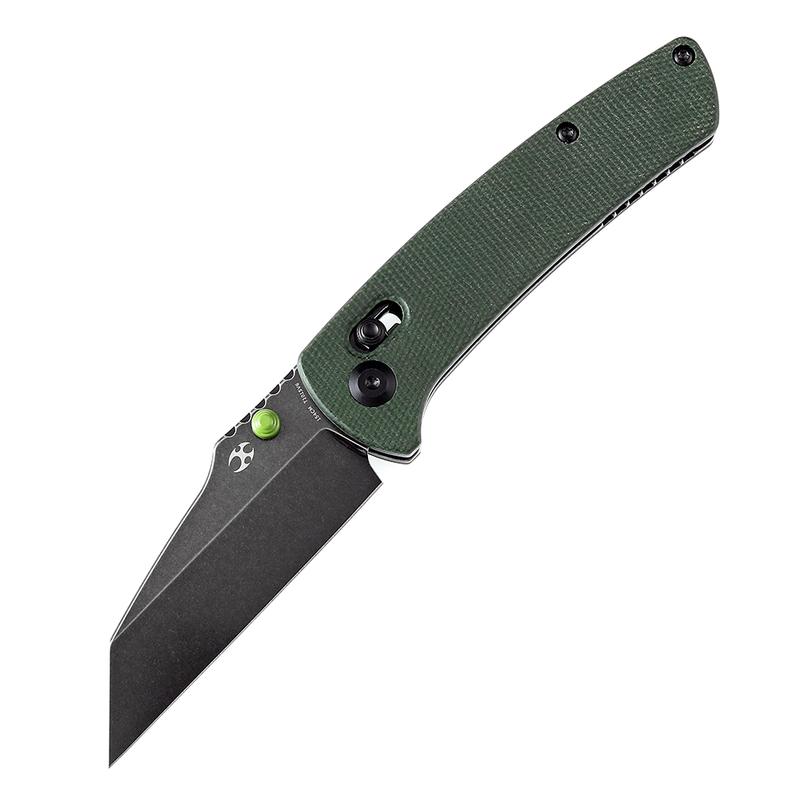 KANSEPT Main Street Thumb Studs/ Crossbar Lock Kinfe Green Micarta Handle (3.36'' 154CM Blade) Dirk Pinkerton Design-T1015V6