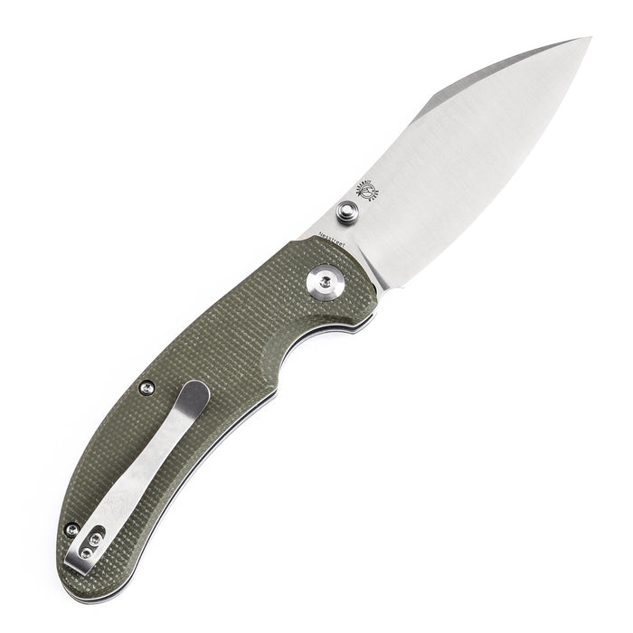 Tenable Nesstreet Folding Knife Green Micarta Handle(3.58'' Satin 14C28N Blade)Karambit Maker Design-T1039F4