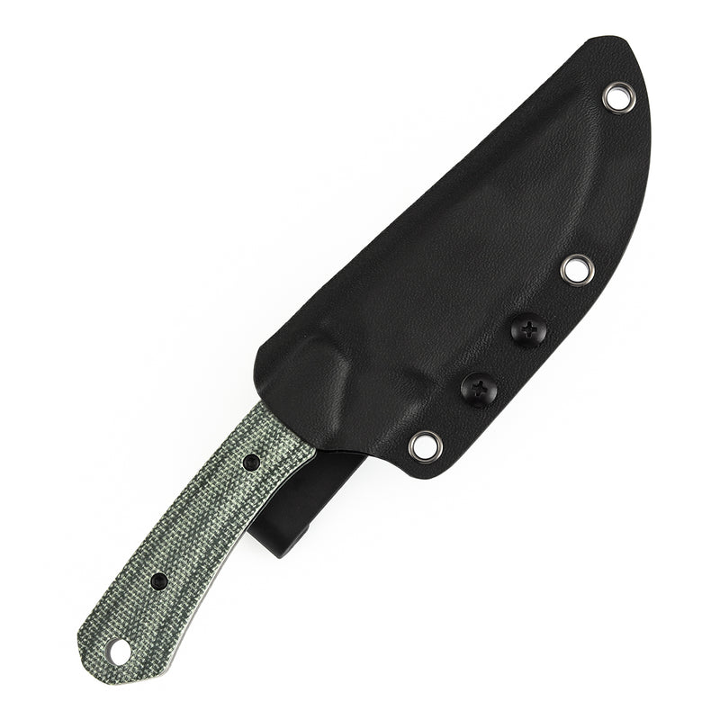 KANSEPT Flank Fixed Blade Green Micarta Handle (3.69'' Black Stonewashed D2 Blade) TuffKnives Designed- G006A4