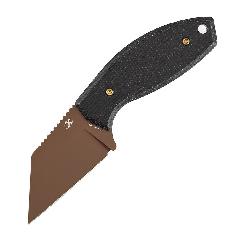 KANSEPT Siafu | Fixed Blade | 2.41" Rose Gold Coated D2 Blade | Black Micarta | Dirk Pinkerton Design | G016A2