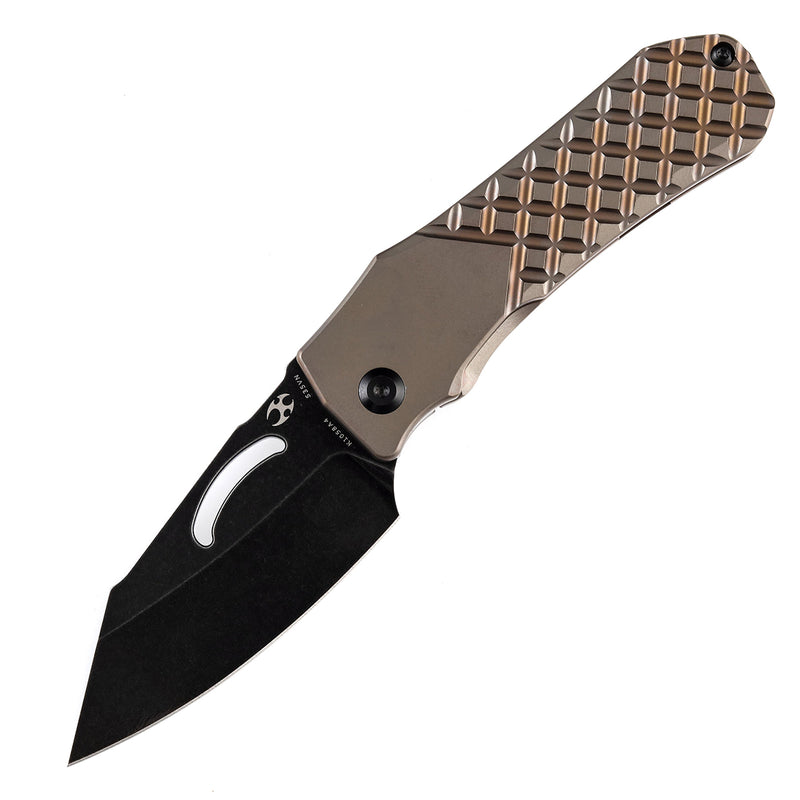 KANSEPT Loki Thumb Hole Knife Bronze Anodized Titanium with Frag Pattern Handle (2.99''CPM S35VN Blade)Steven Dunnuck Design-K1058A4