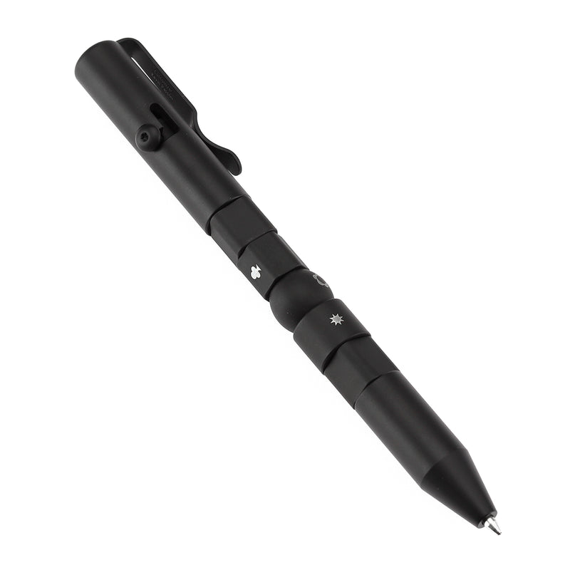Kansept EDC Customizer Bolt Action Black Anodized Titanium Pen with 'Viking' Pattern Designed by Kevin Passon-G013P2