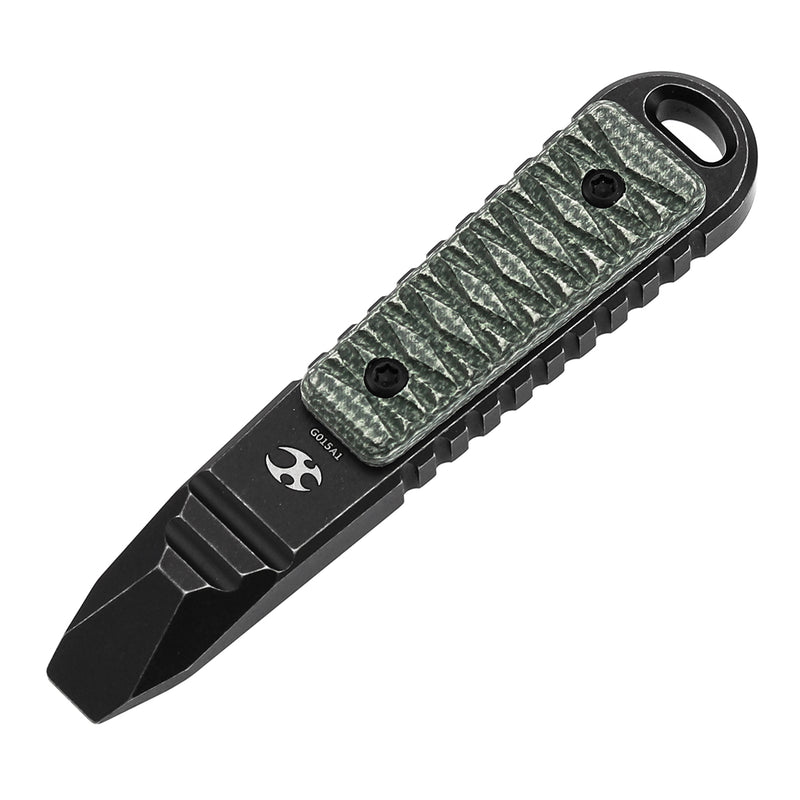 Kansept EDC Kursor Blackwash Titanium+Green Micarta with Tsukamaki-Inspired Pattern Designed by Koch Tools-G015A1