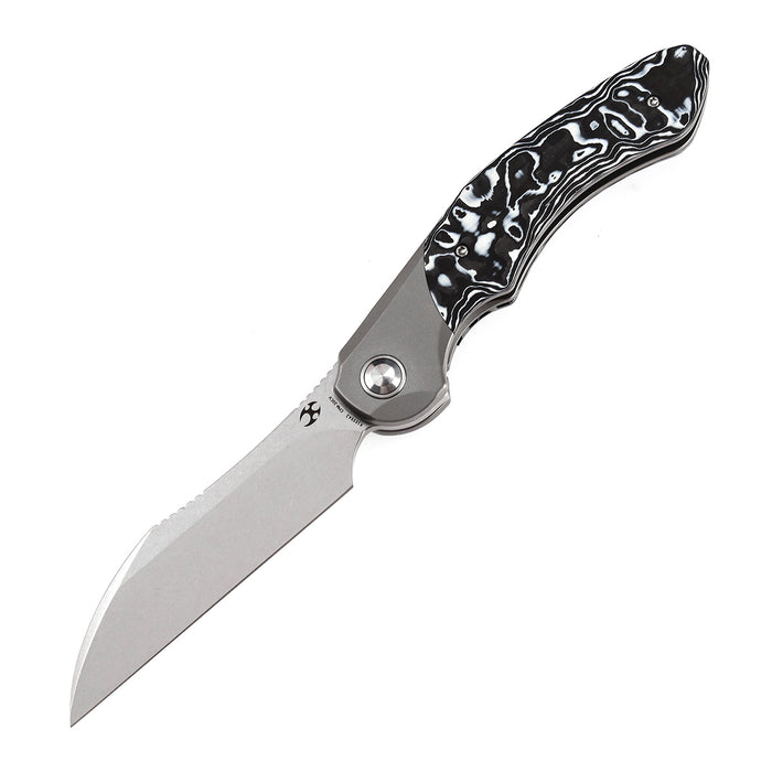 KANSEPT Cosmos Flipper Knives Titanium + White Black Nebula Carbon Fiber ( 3.58''CPM 20CV Blade)Munko Knives Design-K1059A2
