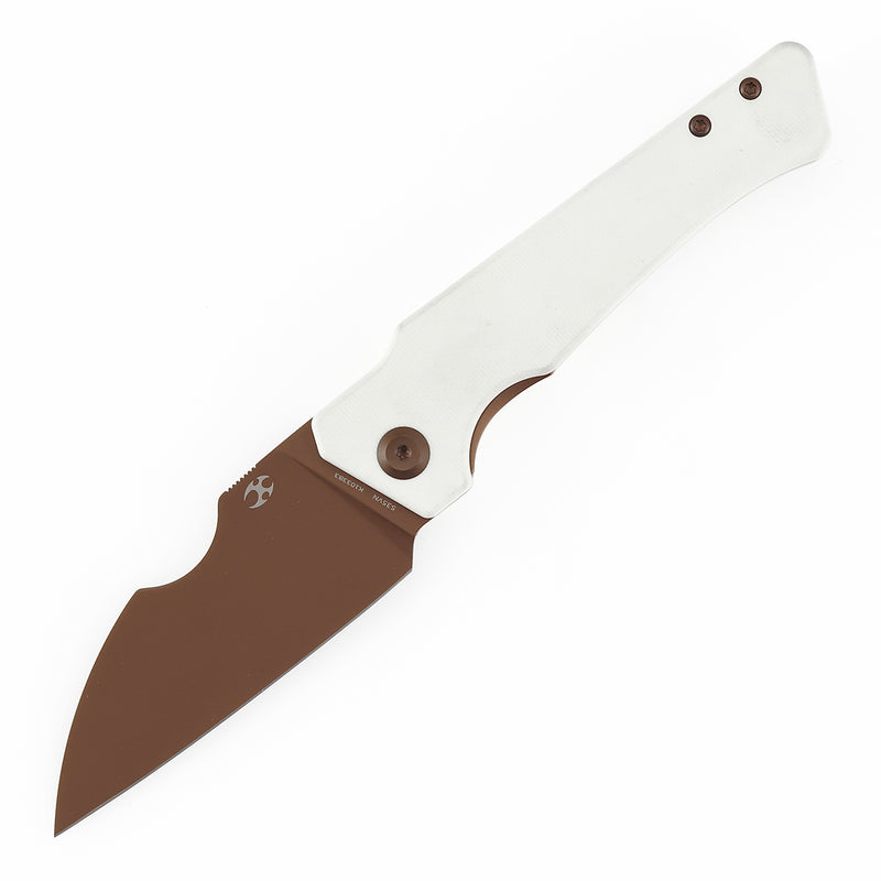 KANSEPT Egress Front Flipper White G10 Handle (3.47" Rose Gold Coated CPM S35VN Blade) Nitch Designs-K1033B3