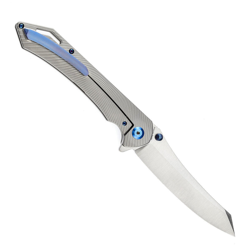 KANSEPT Colibri Tech Flipper/Thumb Hole Knife Plain Titanium Handle (4.34'' CPM-S35VN Blade) Kmaxrom Design -K1060A1