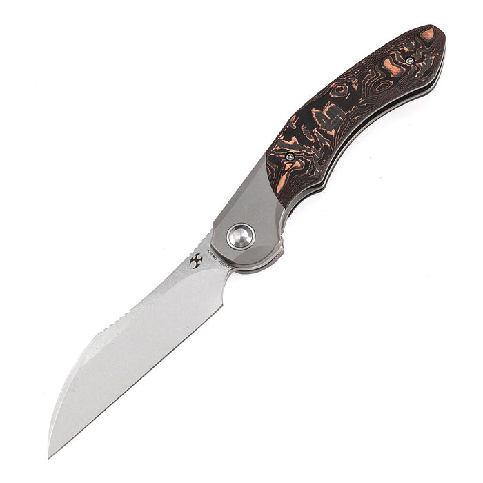 KANSEPT Cosmos Flipper Knives Titanium + Copper Carbon Fiber ( 3.58''CPM 20CV Blade)Munko Knives Design-K1059A1