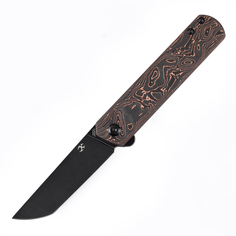 KANSEPT Foosa Slip Joint/Flipper Knife Copper Carbon Fiber Handle (3.06"CPM S35VN Blade) Rolf Helbig Design-K2020T3