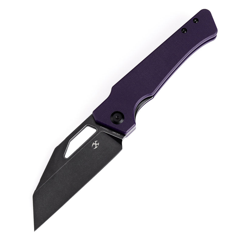 KANSEPT Egress T1033A3 Black Stonewashed 14C28N Purple G10 Handle with Nitch Designs Design