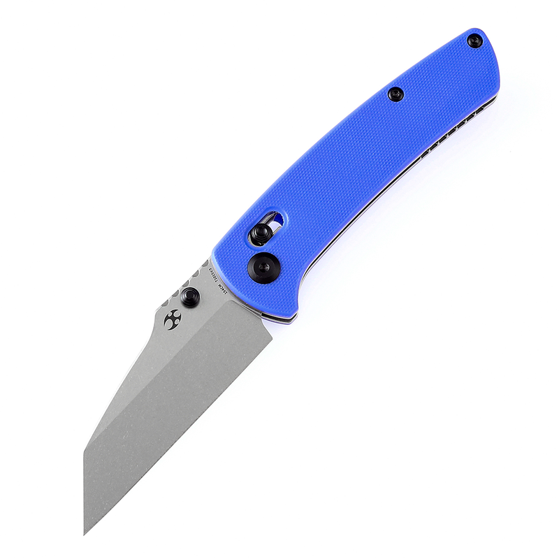 KANSEPT Main Street Thumb Studs/Crossbar Lock Knife Blue G10 Handle (3.36''154CM Blade) Dirk Pinkerton Design-T1015V3