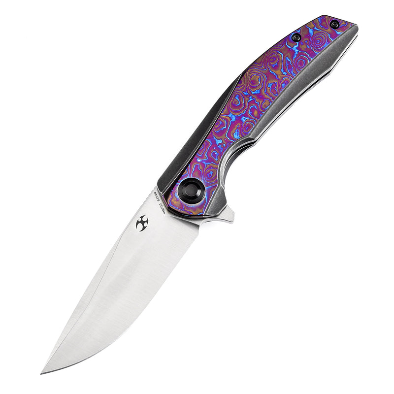 KANSEPT Accipiter Black Anodized Titanium and Timascus Handle (3.50" CPM S35VN Blade) Kim Ning Design-K1007E3