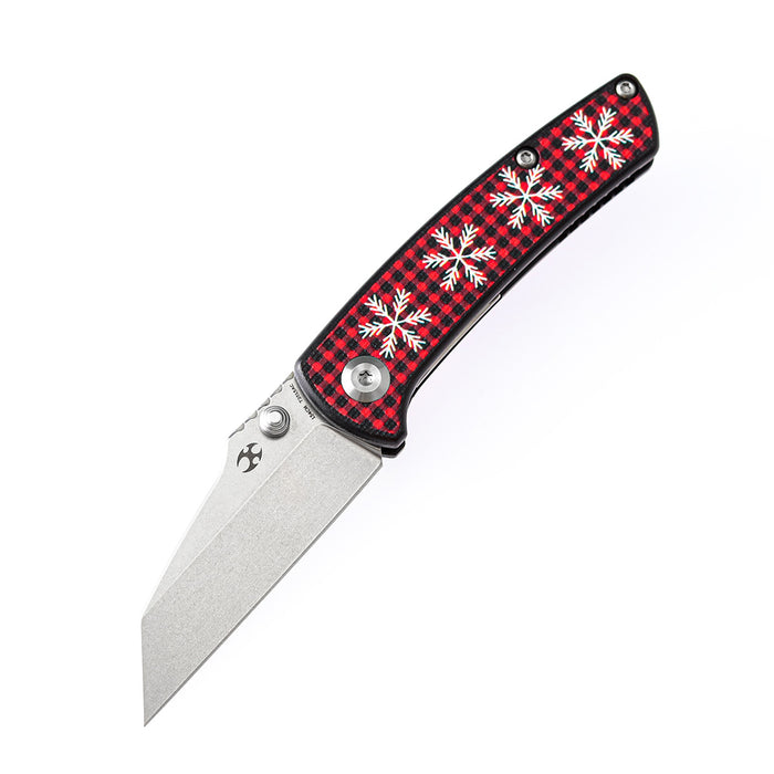 KANSEPT Little Main Street Thumb Studs Knife G10 with Snowflake Print Handle (2.26'' 154CM Blade) Dirk Pinkerton Design -T2015AC