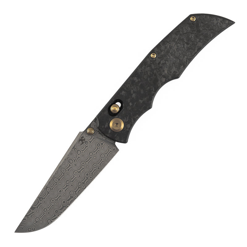 KANSEPT SIF Crossbar Lock Shred Carbon Fiber Handle (3.76" Damascus Blade) AGO Knives Designed- K1100V4