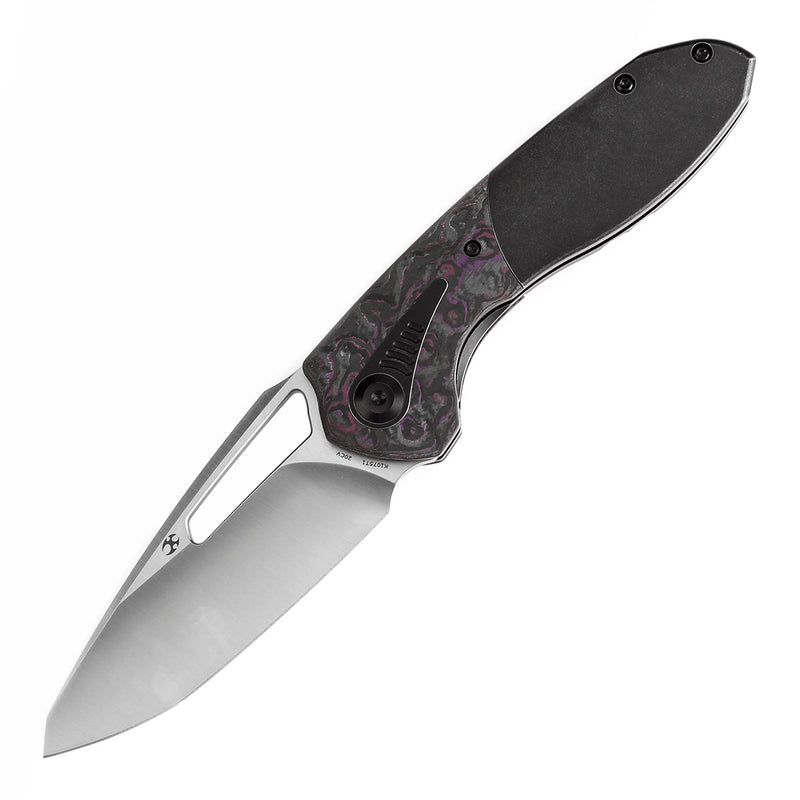 KANSEPT Thoth Thumb Hole Knife Blackwash Titanium and Purple Haze Carbon Fiber Handle (3.43''CPM 20CV Blade ) Sparrow Knife Co Design -K1075T1