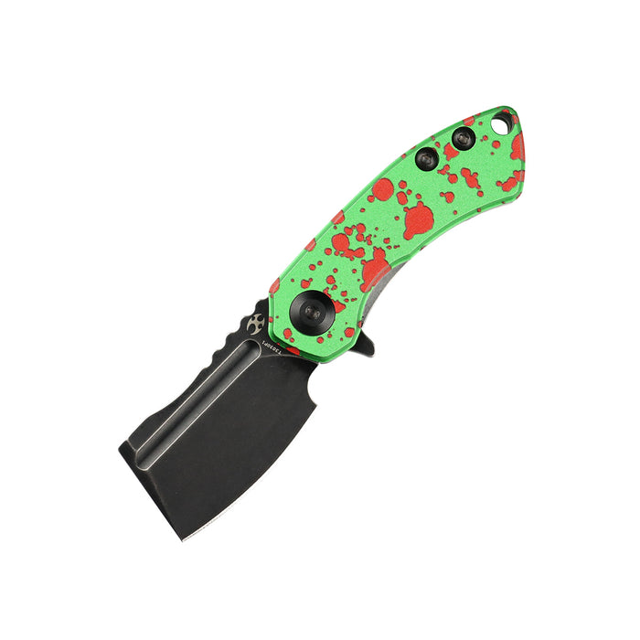 KANSEPT Mini Korvid Flipper Knife Zombie Green Anodized Aluminum Handle (1.45'' 154CM Blade) Koch Tools Design-T3030P1
