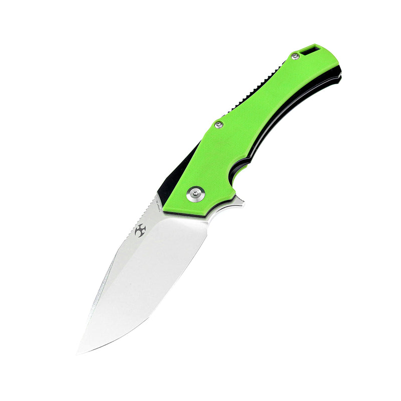 KANSEPT Hellx T1008A5 Stonewashed D2 Blade Green G10+ Black Anodized Stainless Steel Handle with  Mikkel Willumsen Design