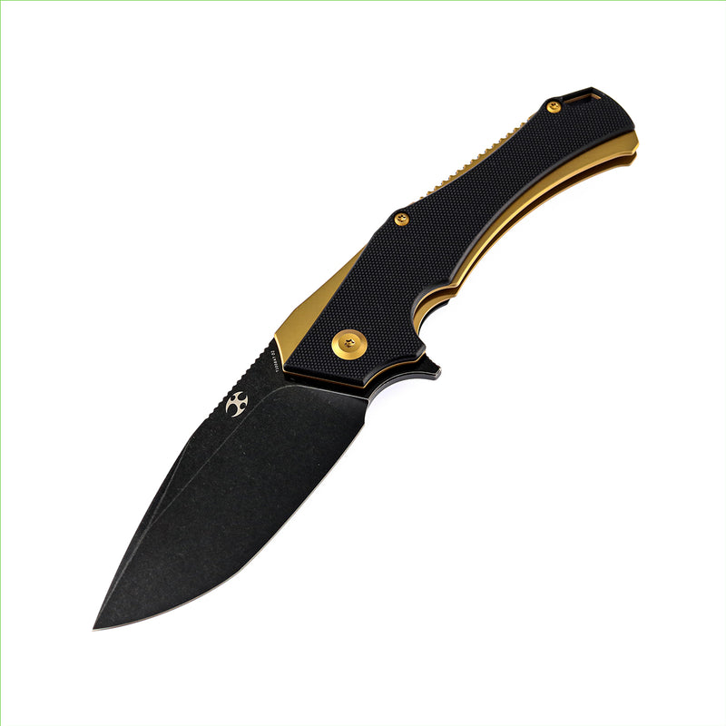 Hellx T1008A7 Black TiCn Coated and Stonewashed  D2 Blade Black G10+ Bronzed Anodized Stainless Steel Handle with  Mikkel Willumsen Design