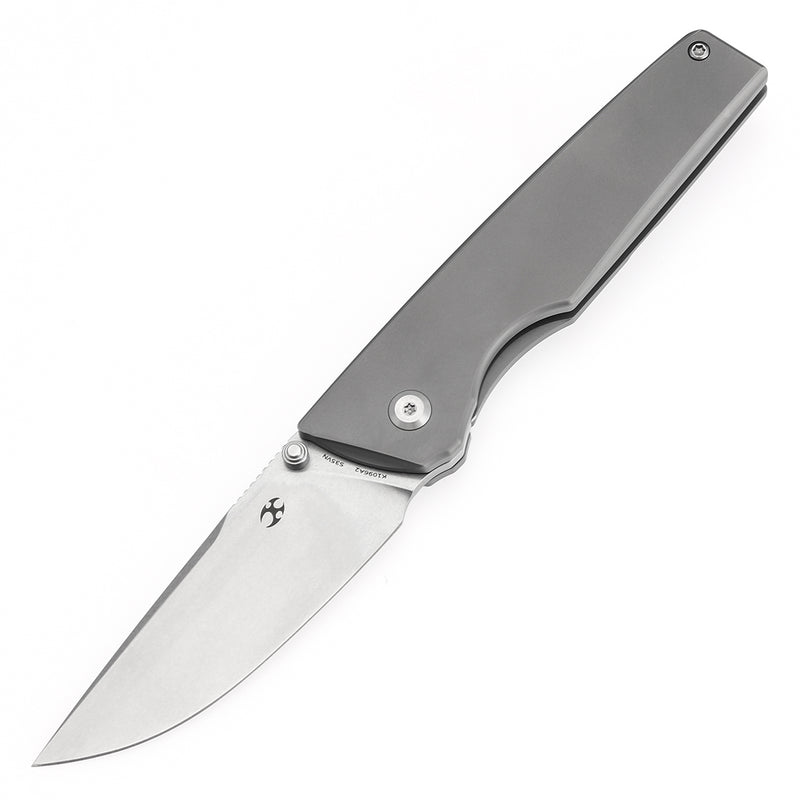 KANSEPT Chimera Thumb Stub Stonewashed Titanium Handle (3.15" CPM S35VN Blade) with Matsey Design-K1096A2