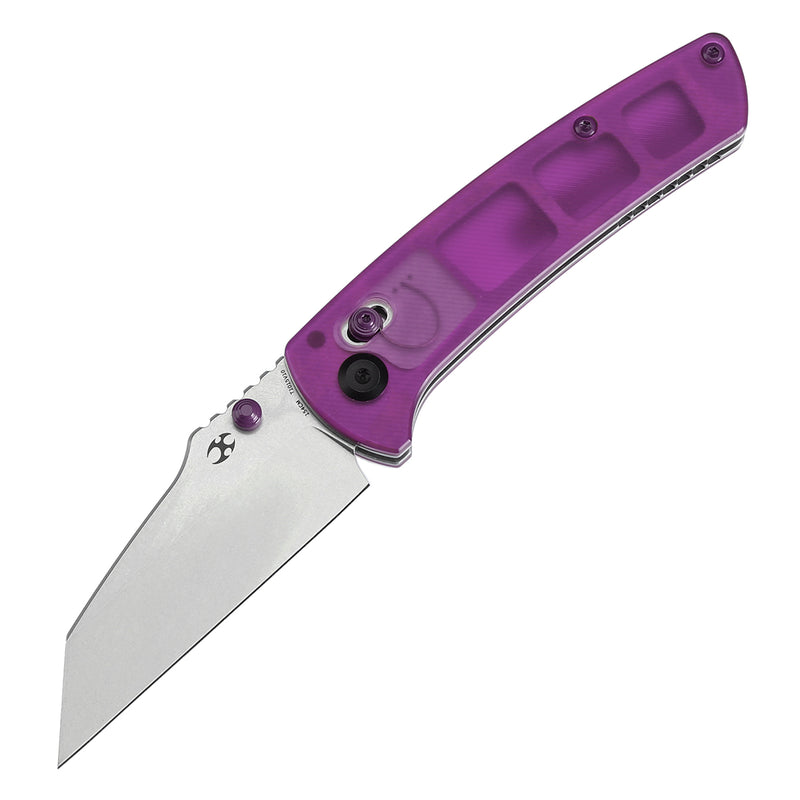 KANSEPT Main Street Thumb Studs/Crossbar Lock Knife Purple Acrylic Handle(3.36''154CM Blade) Dirk Pinkerton Design-T1015V10