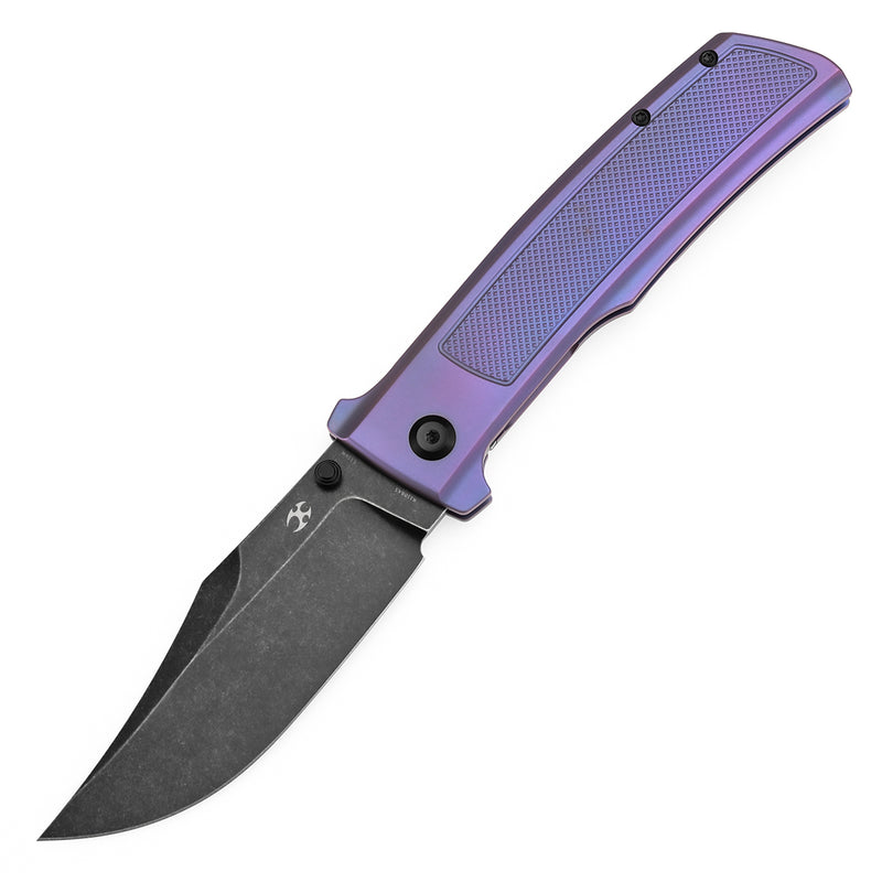 KANSEPT Bison Thumb Stub Purple Anodized Titanium with Frag Pattern Handle 4.25" CPM S35VN Blade) with Ray Laconico Knives Design-K1108A5