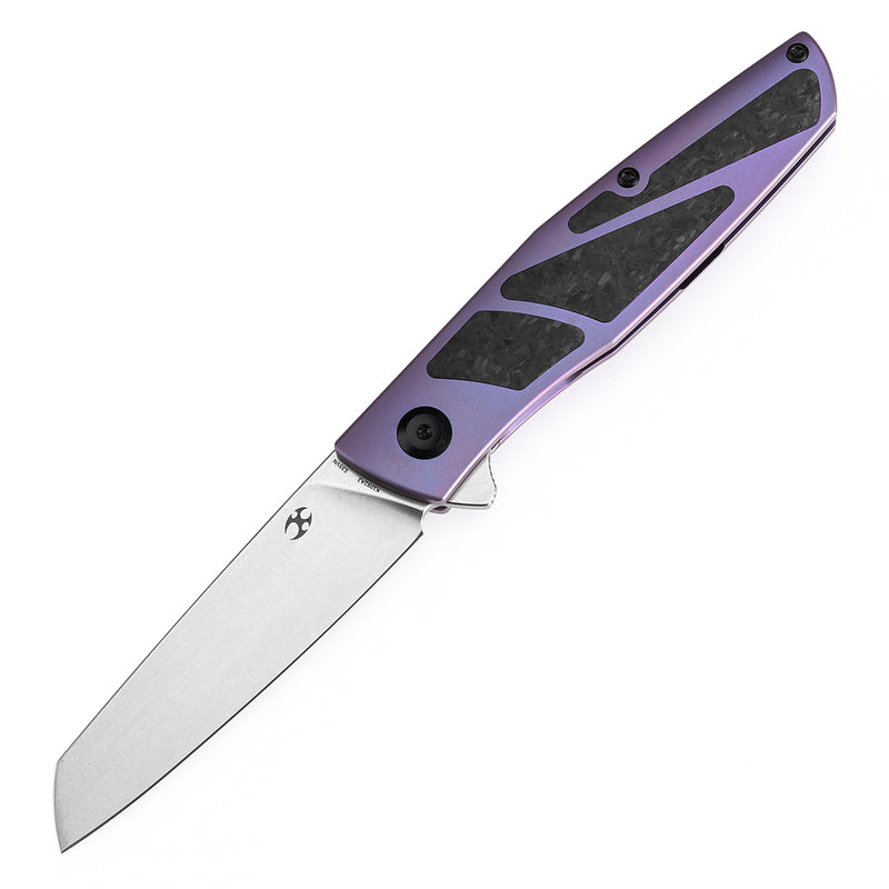 KANSEPT Cru Flipper Knife Purple Anodized Titanium & Shred Carbon Fiber Handle(3.46''CPM S35VN Blade) Villella Knives Design-K1092A2
