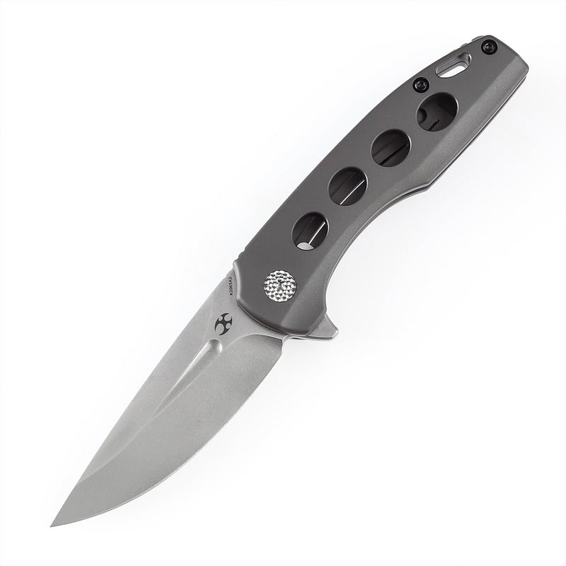 KANSEPT Cassowary Flipper Knife Grey Anodized Titanium Handle (2.9'' CPM-S35VN Blade) Koch Tools -K2065A2