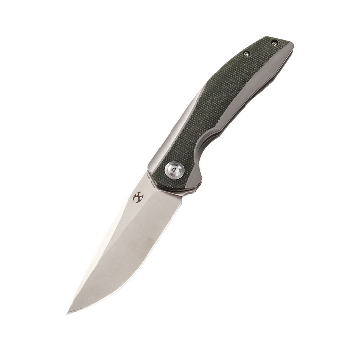 KANSEPT Accipiter  Flipper Knife Green Canvas Micarta+ Titanium  Handle (3.5'' CPM-S35VN Blade)Kim Ning Design -K1007A1