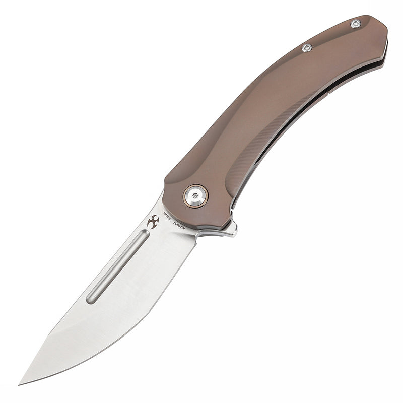 KANSEPT Hira Flipper Bronze Anodized Titanium Handle (3.46" CPM S35VN Blade) with Marco Knives Design-K1090A2