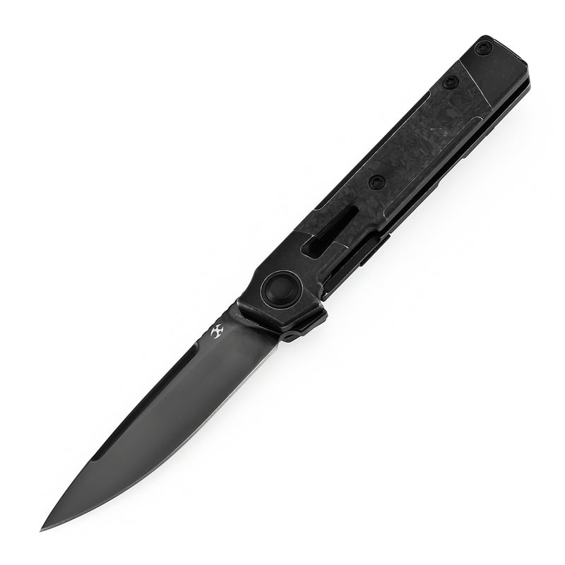 KANSEPT Kitpu Flipper Blackwash Titanium with Shred Carbon Fiber (2.9" Mirror DLC CPM 20CV) Jonathan Styles Design- K2123A4