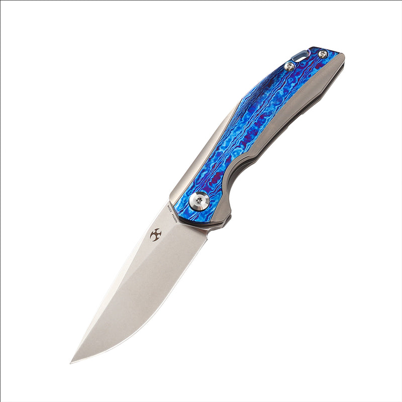 KANSEPT Mini Accipiter Flipper Knife Titanium and Timascus Handle(2.9"CPM-S35VN Blade)Kim Ning Design-K2007A4