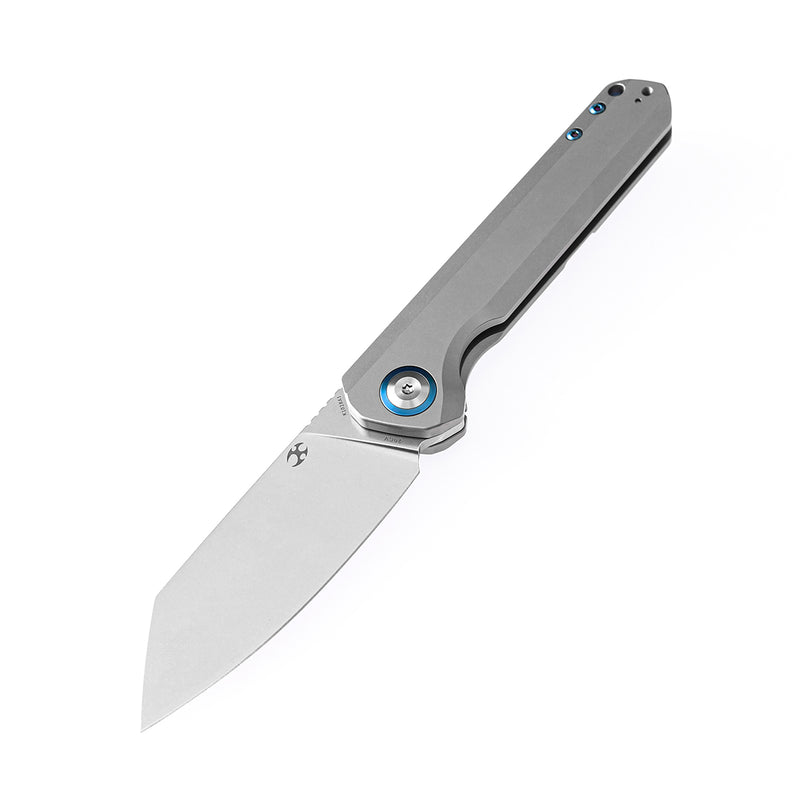 KANSEPT Bulldozer Front Flipper Plain Titanium Handle (3.56" CPM-20CV Blade)Kim Ning Design-K1028A1