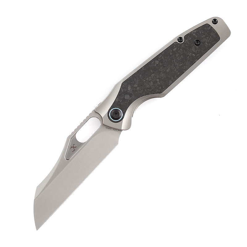 KANSEPT Tuckamore Thumb Hole Knife Titanium +Shred Carbon Fiber Handle (3.54" CPM 20CV Blade) -K1052A1