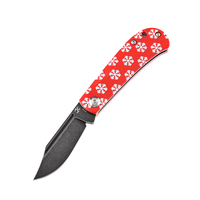 KANSEPT Bevy Slip Joint Knife Red G10 Snowflake Print Handle (2.9'' 154CM Blade) Nick Swan Design-T2026SC