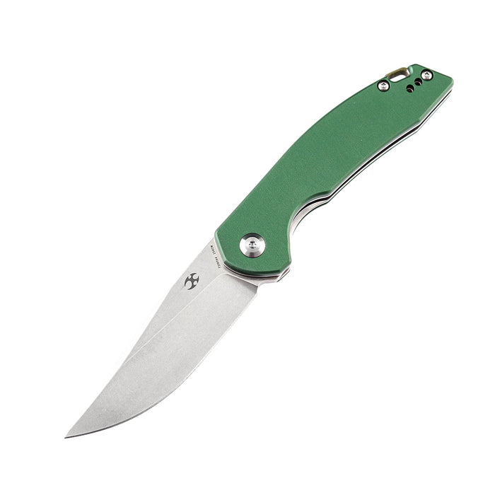 KANSEPT Mini Accipiter Front Flipper Knife Green Aluminum Handle (2.9 ...