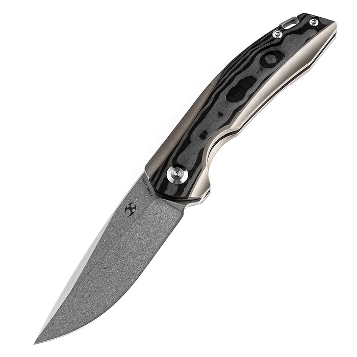 KANSEPT Mini  Accipiter Front Flipper Knife  Rose Pattern Carbon Fiber+ Titanium (2.9"CPM S35VN Blade) Kim Ning Design-K2007A8