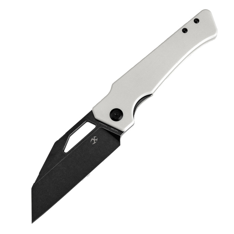 KANSEPT Egress T1033A4 Black Stonewashed 14C28N White G10 Handle with Nitch Designs Design